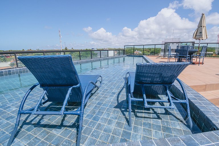 Apto estiloso com vista mar e piscina infinita